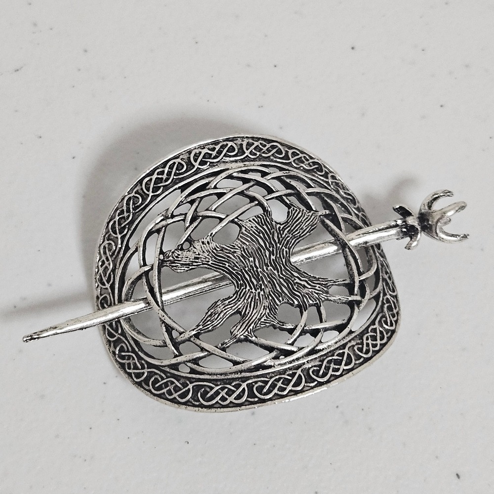 New Viking Nordic Celtic Knots‎ Silver Slide Hairpins Hair Stick Scottish